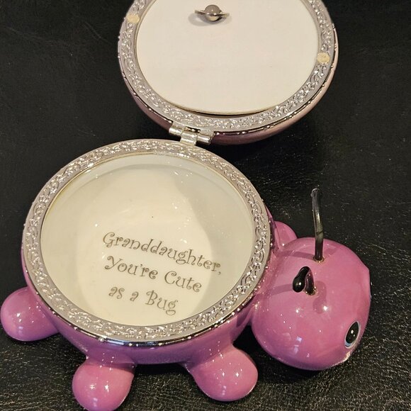 The Bradford Exchange Limoges Musical Trinket Box Lady Bug Granddaughter - Picture 2 of 2